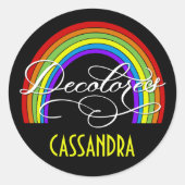 DeColores Cursillo Rainbow Faith Religion ラウンドシール (正面)