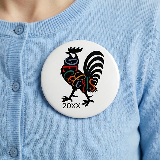 DeColores Cursillo Rooster Black Silhouette  缶バッジ