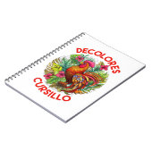 DeColores Cursillo Rooster Monstera Leaves Flowers ノートブック (左側)