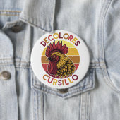 DeColores Cursillo Rooster with Distressed Sunset 缶バッジ (インサイチュ)