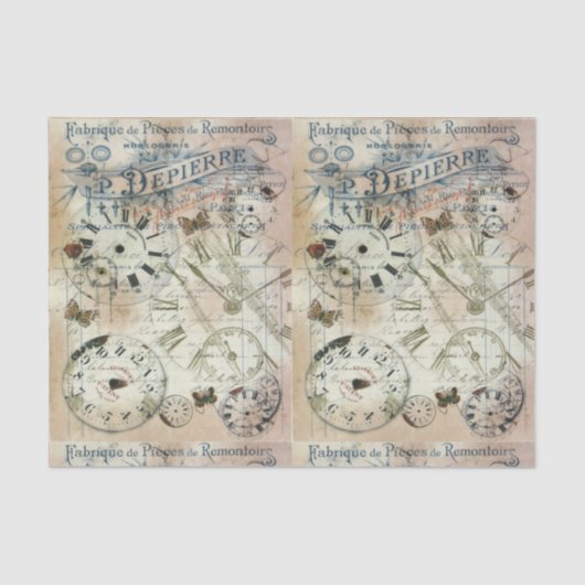 Decompageティッシュペーパー – 蝶の影響ヴィンテージ 薄葉紙 (正面)