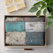 Decompageパッチワークブルーブラウン黄色の背景 薄葉紙 (ギフト)