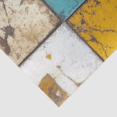 Decompageパッチワークブルーブラウン黄色の背景 薄葉紙 (詳細)