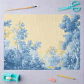 Decompageフローラデザインフランスのブルーイエローパレット 薄葉紙 (クラフト)