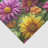 Decompageヴィンテージブルー/ティール(緑がかった色)トラックフィールドの花 薄葉紙 (詳細)