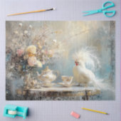 Decompage白お洒落鳥茶フランスのパーティー 薄葉紙 (クラフト)