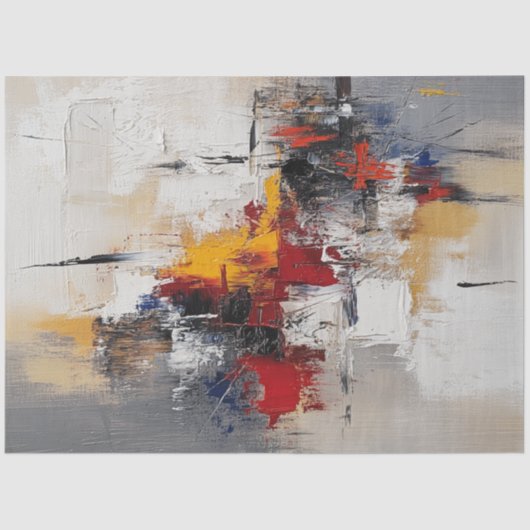 Decompage白、赤、黒、青の灰色の抽象芸術 薄葉紙 (正面)