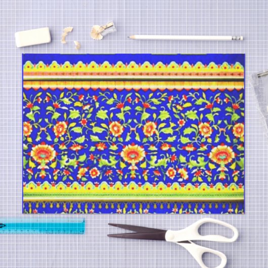 Decompage紙10"x15" -ヴィンテージテキスタイル12 薄葉紙 (クラフト)