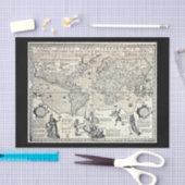 Decompage紙10"x15" -ヴィンテージマップ15 薄葉紙 (クラフト)