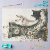 Decompage お洒落 Cats & Bヴィンテージブートフラワー 薄葉紙 (クラフト)