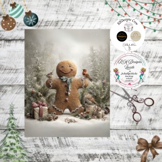 Decompage お洒落 Winter Gingerbreadシーン 薄葉紙
