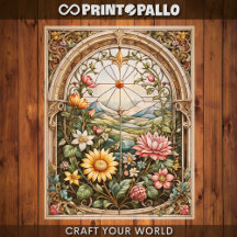 Decompage – 花のついたステンドグラスの窓