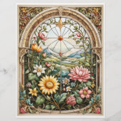 Decompage – 花のついたステンドグラスの窓 (正面)