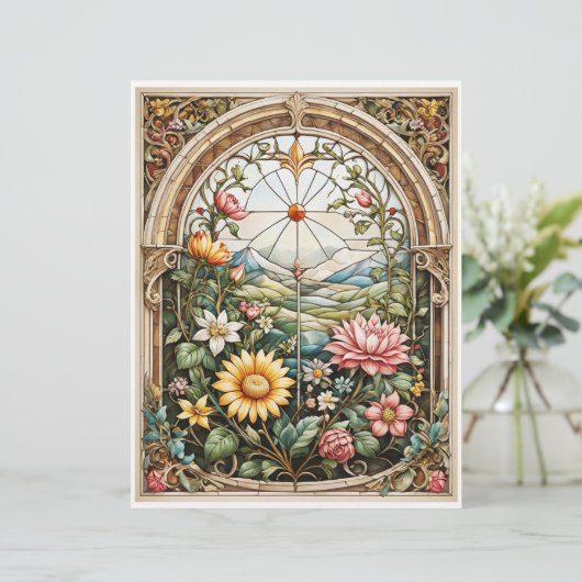 Decompage – 花のついたステンドグラスの窓 (スタンド正面)