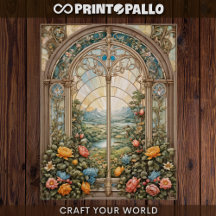 Decompage – 花の付いたステンドウィンドウ