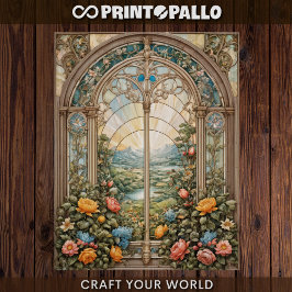 Decompage – 花の付いたステンドウィンドウ