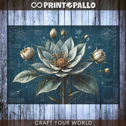 Decompage – 花の青写真 –  薄葉紙