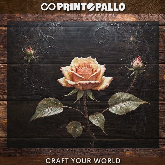 Decompage – 黒に独身のピンクのバラ –  薄葉紙