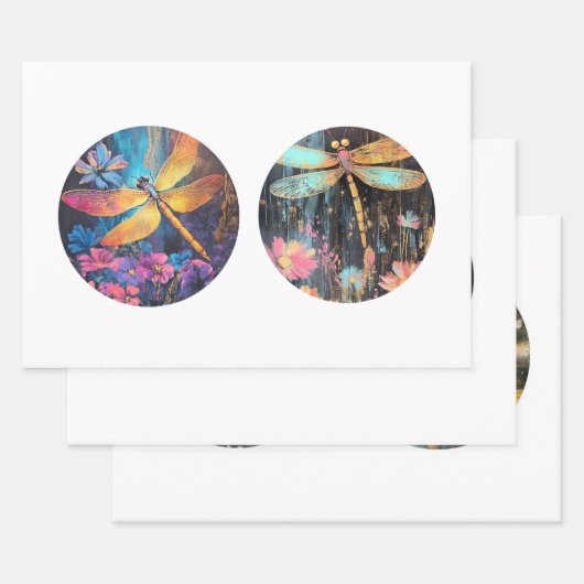 Decompage 12"円丸トンボフローラ ラッピングペーパーシート (セット)