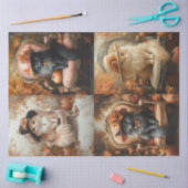 Decompage 4ヴィンテージ秋設定とFluffy Cat 薄葉紙 (クラフト)