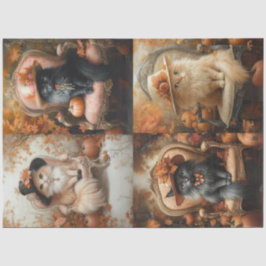 Decompage 4ヴィンテージ秋設定とFluffy Cat 薄葉紙