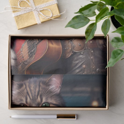 Decompage - A steampunk cat & guitar - 薄葉紙 (ギフト)