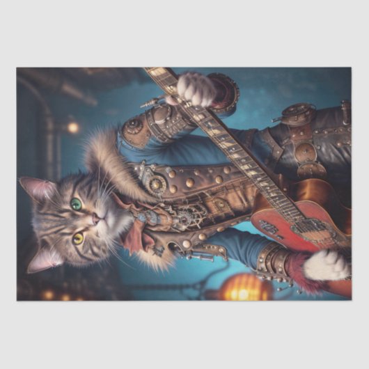 Decompage - A steampunk cat & guitar - 薄葉紙 (正面)