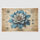 Decompage - Bleu flower on parchment - 薄葉紙 (正面)