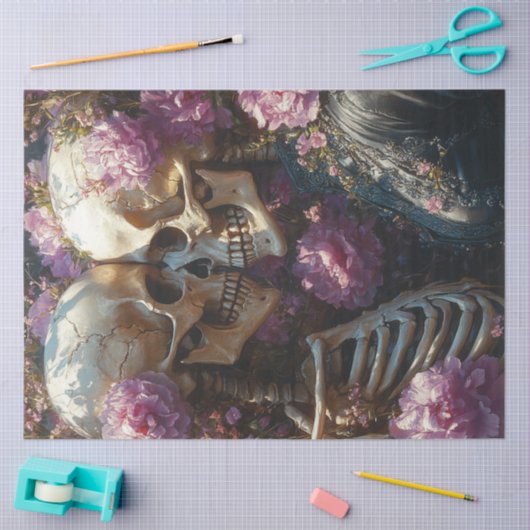 Decompage Skeletonビクトリアンの結婚ピンク 薄葉紙 (クラフト)