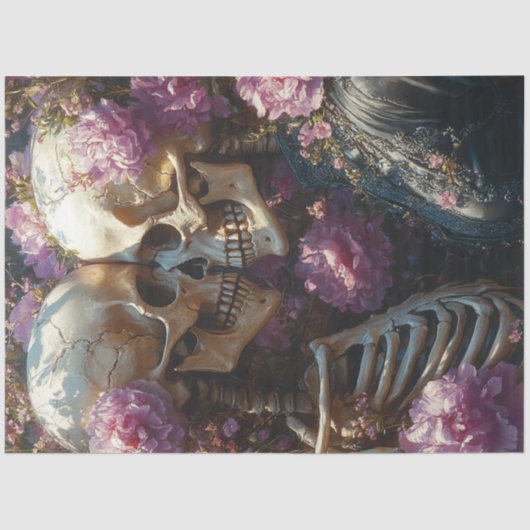 Decompage Skeletonビクトリアンの結婚ピンク 薄葉紙 (正面)