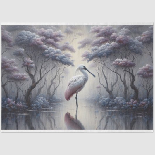 Decompage、Spoonbill Bird、ティッシュペーパー 薄葉紙 (正面)