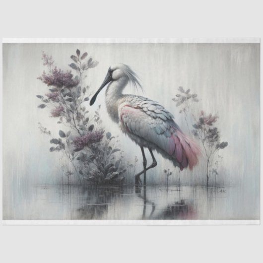 Decompage、Spoonbill Bird、ティッシュペーパー 薄葉紙 (正面)