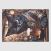 Decompage - Steampunk cat drink beer - 薄葉紙 (正面)