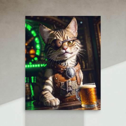 Decompage - Steampunk cat with beer - 薄葉紙