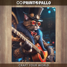 Decompage - Steampunk cat with top hat & guitar - 薄葉紙