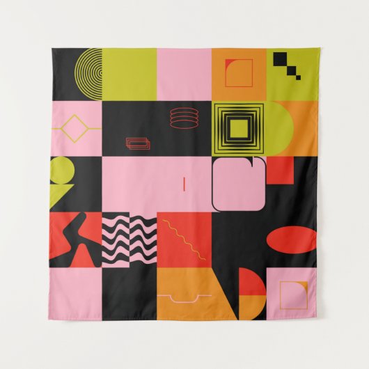 Deconstructed postmodern inspired artwork of abstr タペストリー (正面)