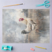 Decopage白い威厳のある鶏のセージのフィールド 薄葉紙 (クラフト)