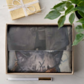 Decopage – 目のパッチを持つ浮遊都市猫 –  薄葉紙 (ギフト)