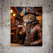 Decopage - A pirate cat drink beer - 薄葉紙