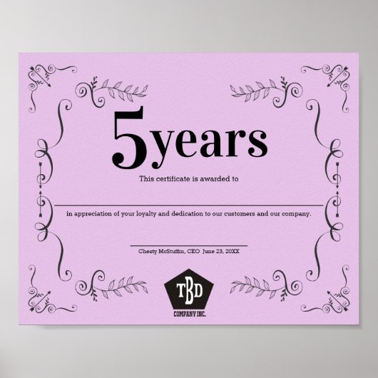 Decorユニバーサル従業員の記念日の証明書 ポスター (正面)