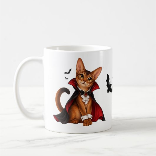 Decor Cute Abyssinian Cat Vampire Dracula コーヒーマグカップ (左)