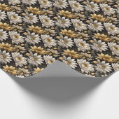 décor fleurs sur fond noir ラッピングペーパー (角)