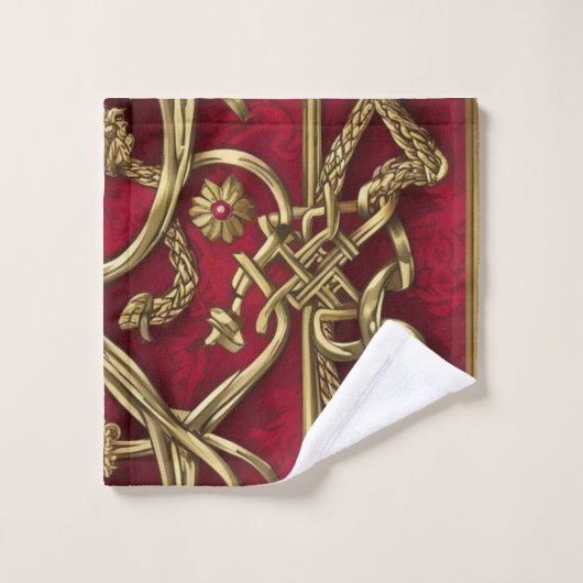 décor médiéval rouge et or ウォッシュタオル (ウォッシュタオル)