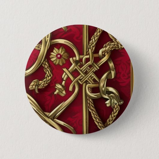 décor médiéval rouge et or 缶バッジ (正面)