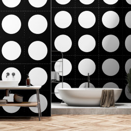 Décor vintage ronds blancs sur fond noir 壁紙