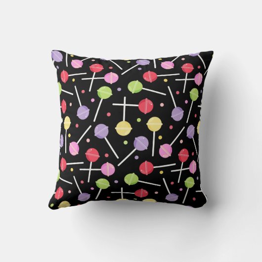 Decora Candy Lollipop Patterned Black クッション (裏面)