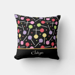 Decora Candy Lollipop Patterned Black クッション