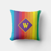 Decora Kei Bold Rainbow Striped Monogram クッション (正面)