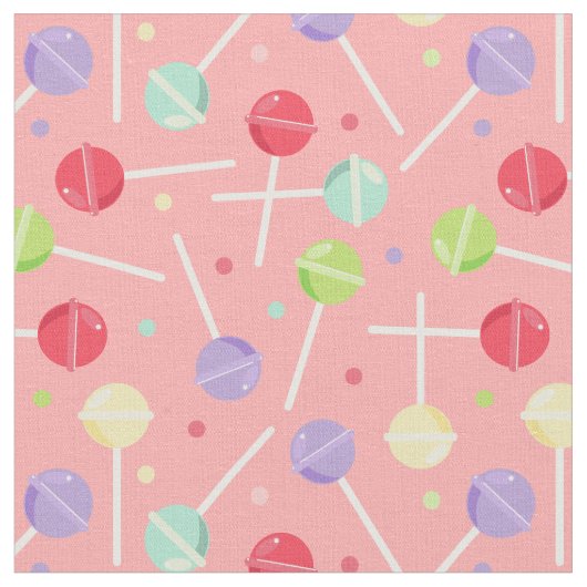 Decora Kei Pastel Candy Lollipops Pattern ファブリック (クローズアップ)