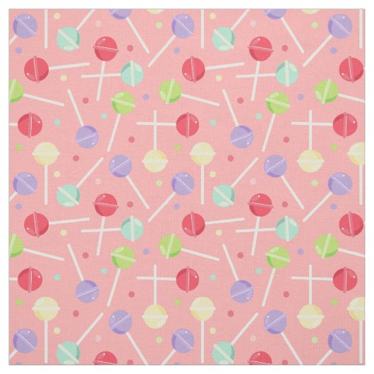 Decora Kei Pastel Candy Lollipops Pattern ファブリック (見本)